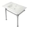 Kingston Brass KVPB37221Q1 37" Console Sink with Stainless Steel Legs (Single Faucet Hole), White/Polished Chrome KVPB37221Q1 - alternate 1